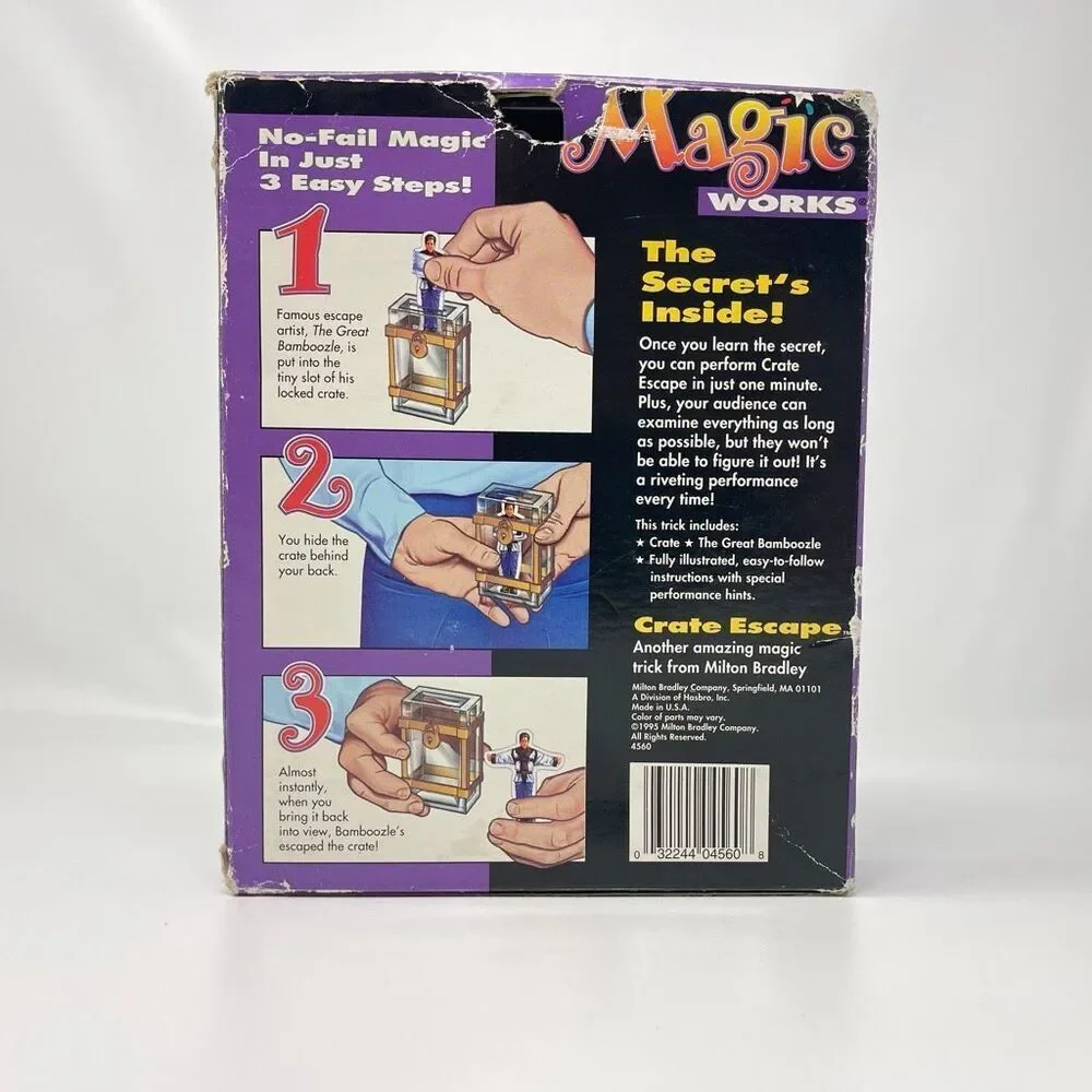 Vintage 1995 Milton Bradley Magic Works Crate Escape Trick Illusion Toy